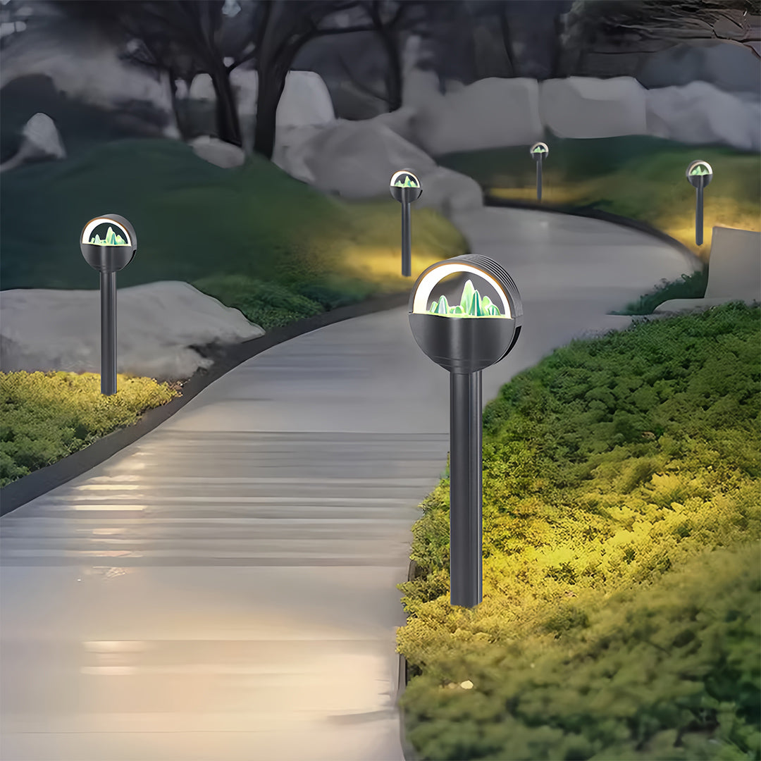 Lumina Frosted Globe Pathway Light — Modern Aluminum LED Bollard for Garden Walkways