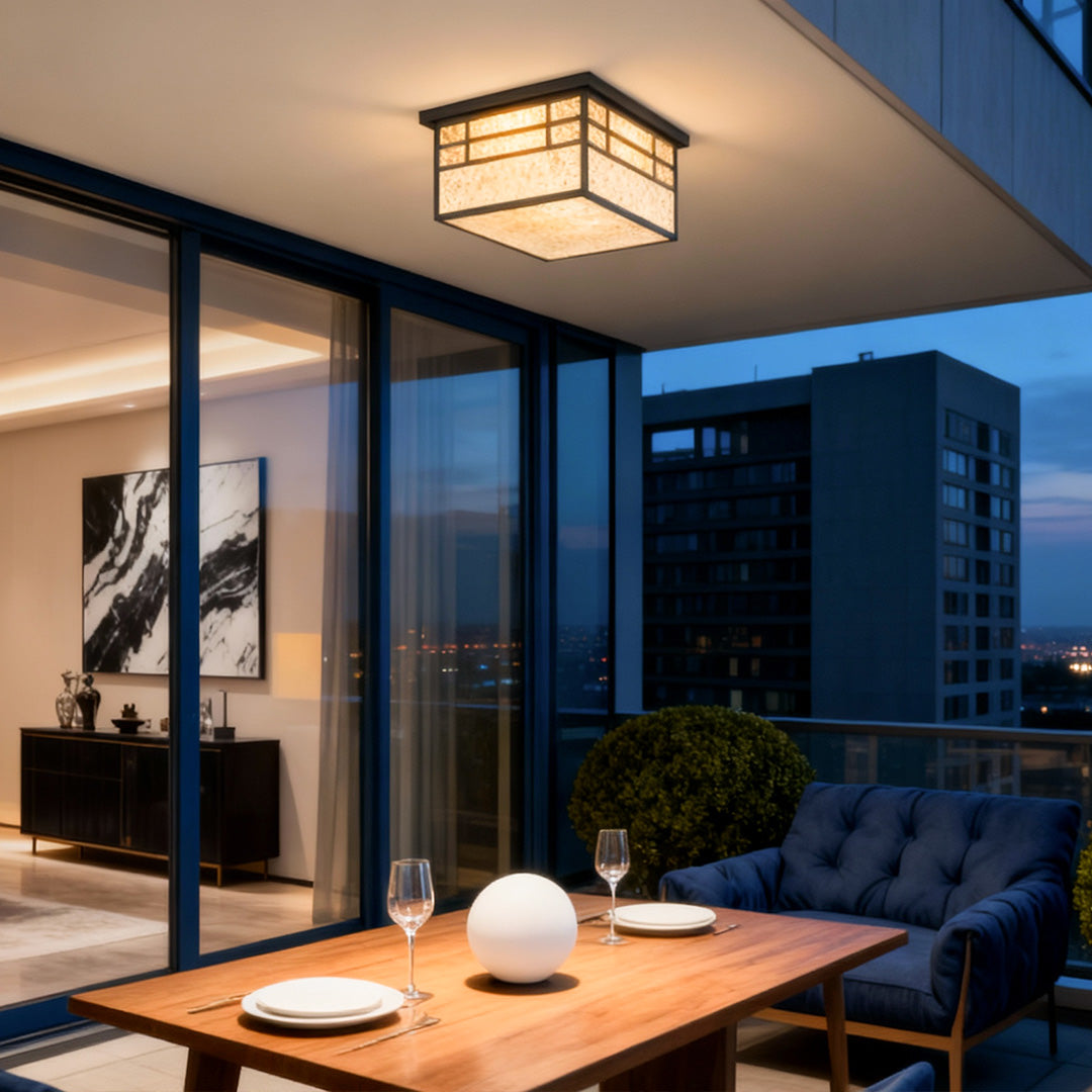 Aurelia Square Flush Mount Ceiling Light in Stainless Steel and Glass