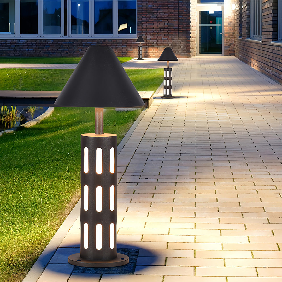 Industrial Perforated Cylindrical Bollard Light for Pathways