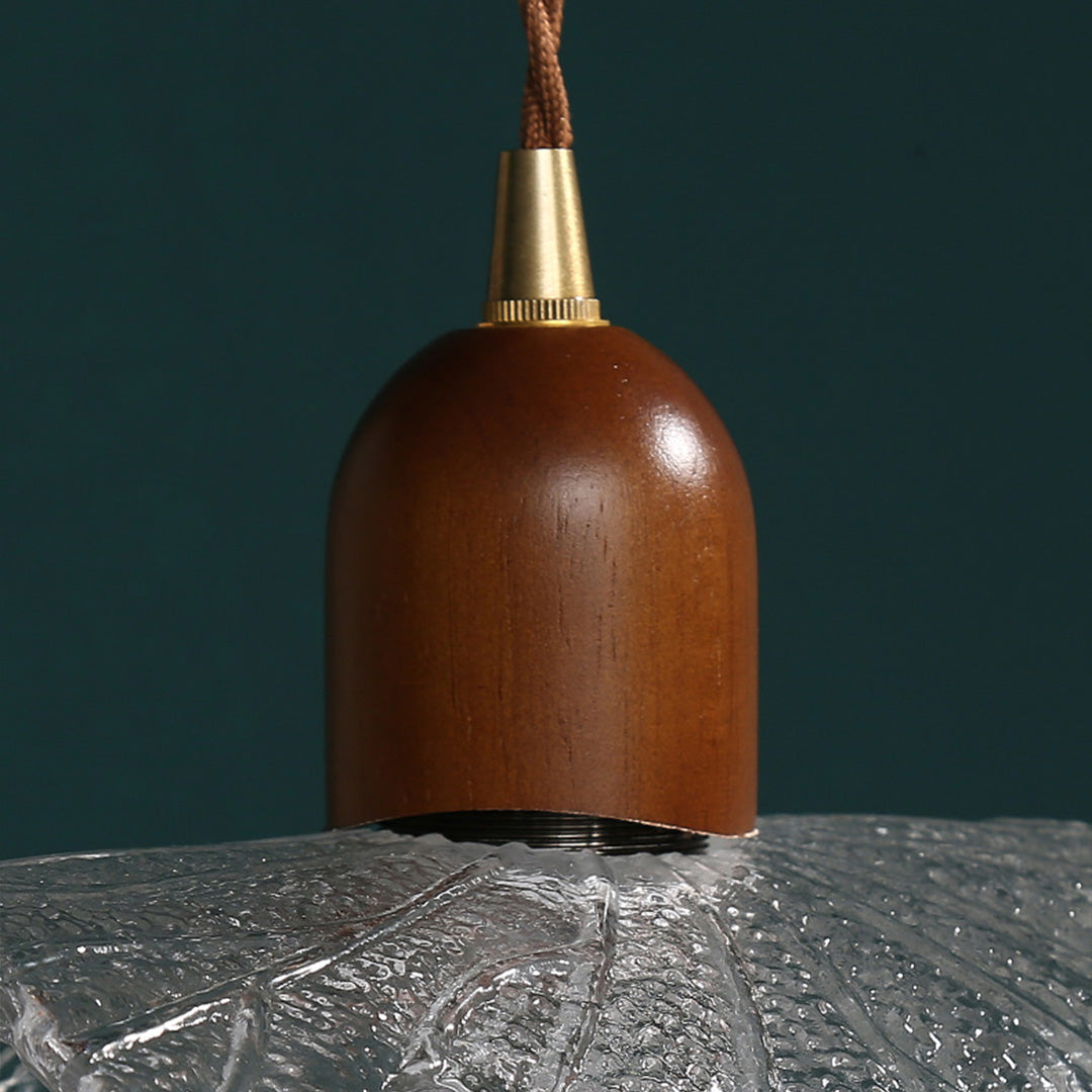 Lotus Brass and Glass Pendant Light, Japanese Retro Mini Pendant Lamp for Bedroom and Cafe