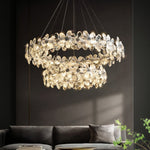 French Crystal Flower Chandelier for Dining Room, Modern LED Pendant Light