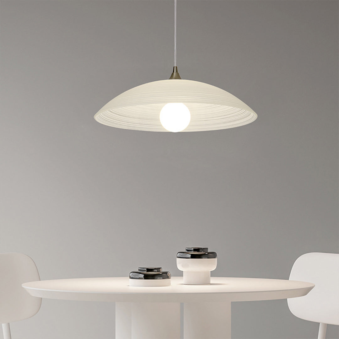 Ripple Glass Pendant Light in Matte White Iron Frame