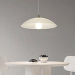 Ripple Glass Pendant Light in Matte White Iron Frame