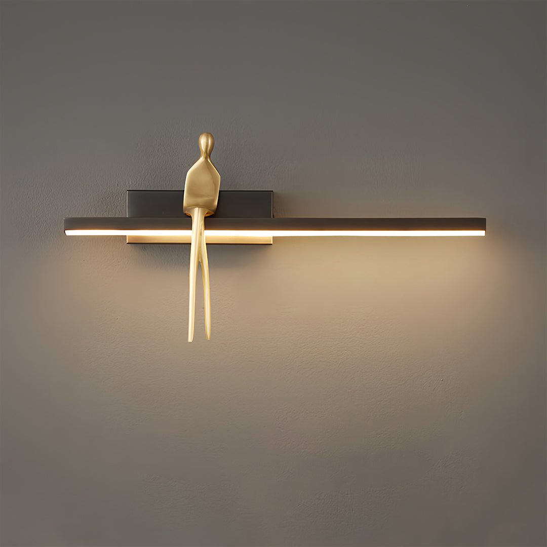 Italian Minimalist Brass LED Wall Sconce with Acrylic Diffuser