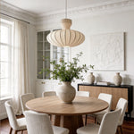 Japanese Silk Fabric Pendant Light with Adjustable Cord, Minimalist Ceiling Lamp