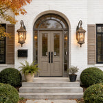 European Outdoor Lantern Wall Sconce in Antique Copper Brass with Clear Glass