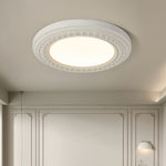 French Retro Flush Mount Ceiling Light with Carved Resin and Acrylic Shade