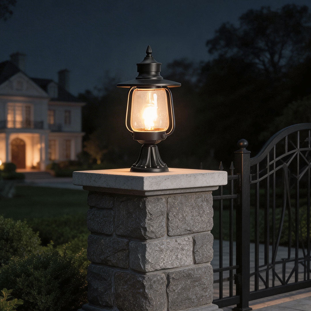Modern Pillar Lights for Gate – Minimalist Outdoor Post Lighting in Black