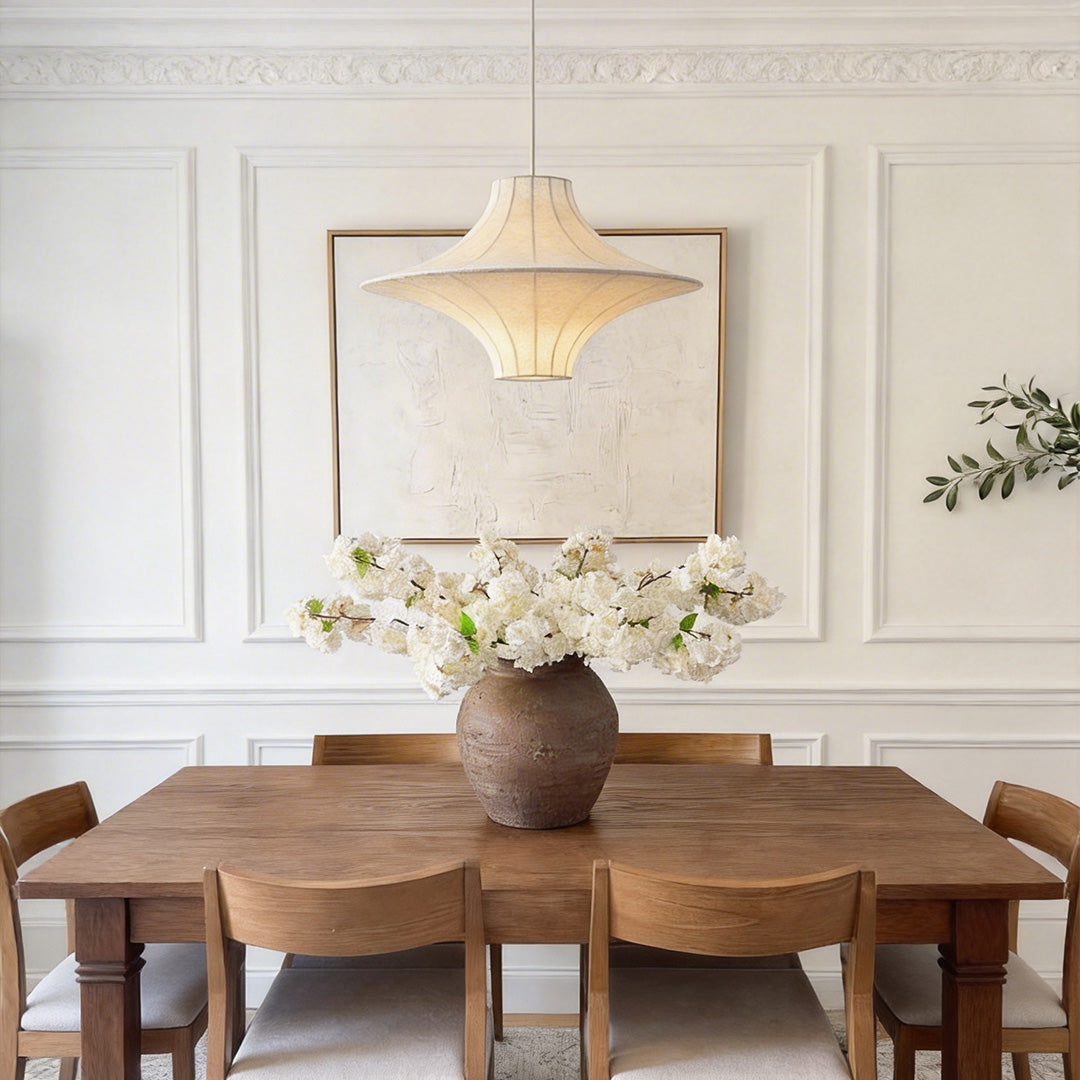 Silk Ambient Pendant Light with Adjustable Drop, Modern Japanese Style Ceiling Lamp
