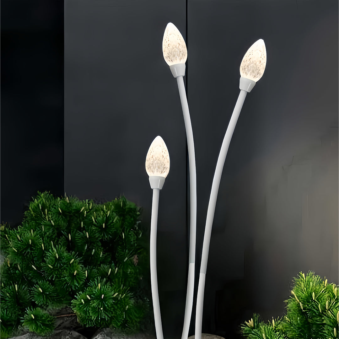 Crystal Bloom LED Landscape Garden Light in White Aluminum