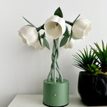 Vintage Green Floral Table Lamp with Flexible Stems, 5-Head Designer Desk Light