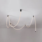 Linear LED Ceiling Light in Black with Woven Fiber Accents