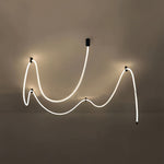 Linear LED Ceiling Light in Black with Woven Fiber Accents