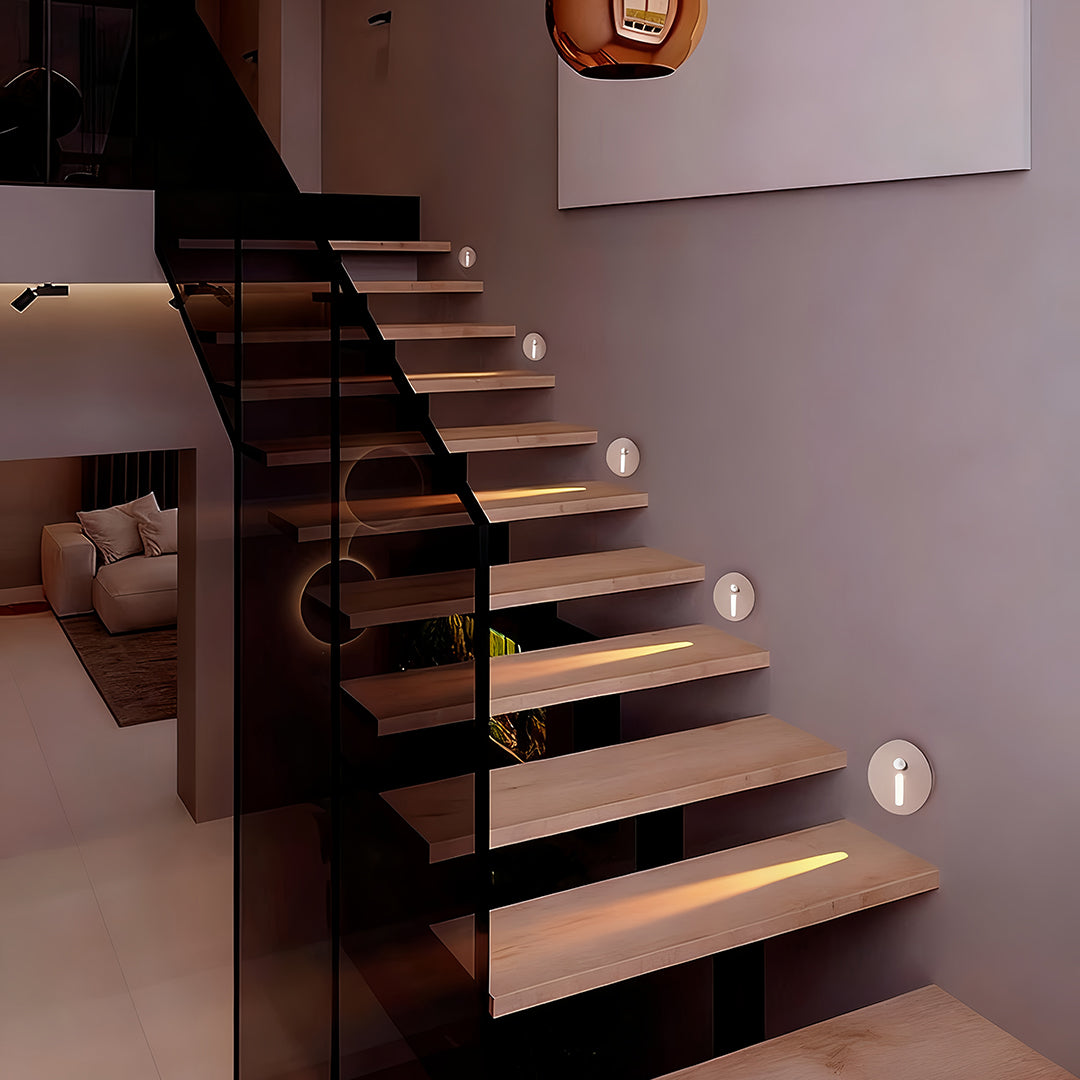 Round Flush Mount LED Step Light with Motion Sensor for Modern Staircases