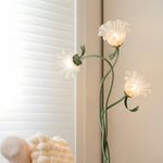 French Country Green Iron Flower Floor Lamp with Clear Glass Shades