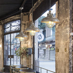 Industrial Glass Pendant Light with Adjustable Chain, Vintage Aluminum Ceiling Lamp