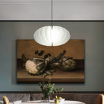 Nordic White Pendant Light with PE Shade and LED Warm Glow