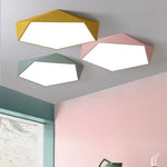 Nordic Geometric Wooden Flush Mount Ceiling Light with Acrylic Shade