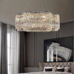 Modern Crystal Chandelier with LED Lighting, Stainless Steel Frame, Dimmable
