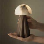Nordic Mushroom Table Lamp with Glass Shade and LED Tri-Color Light