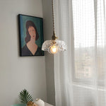 Hammered Glass Pendant Light with Brass Accents