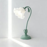 Vintage French Green Floral Table Lamp with Twistable Acrylic Shade