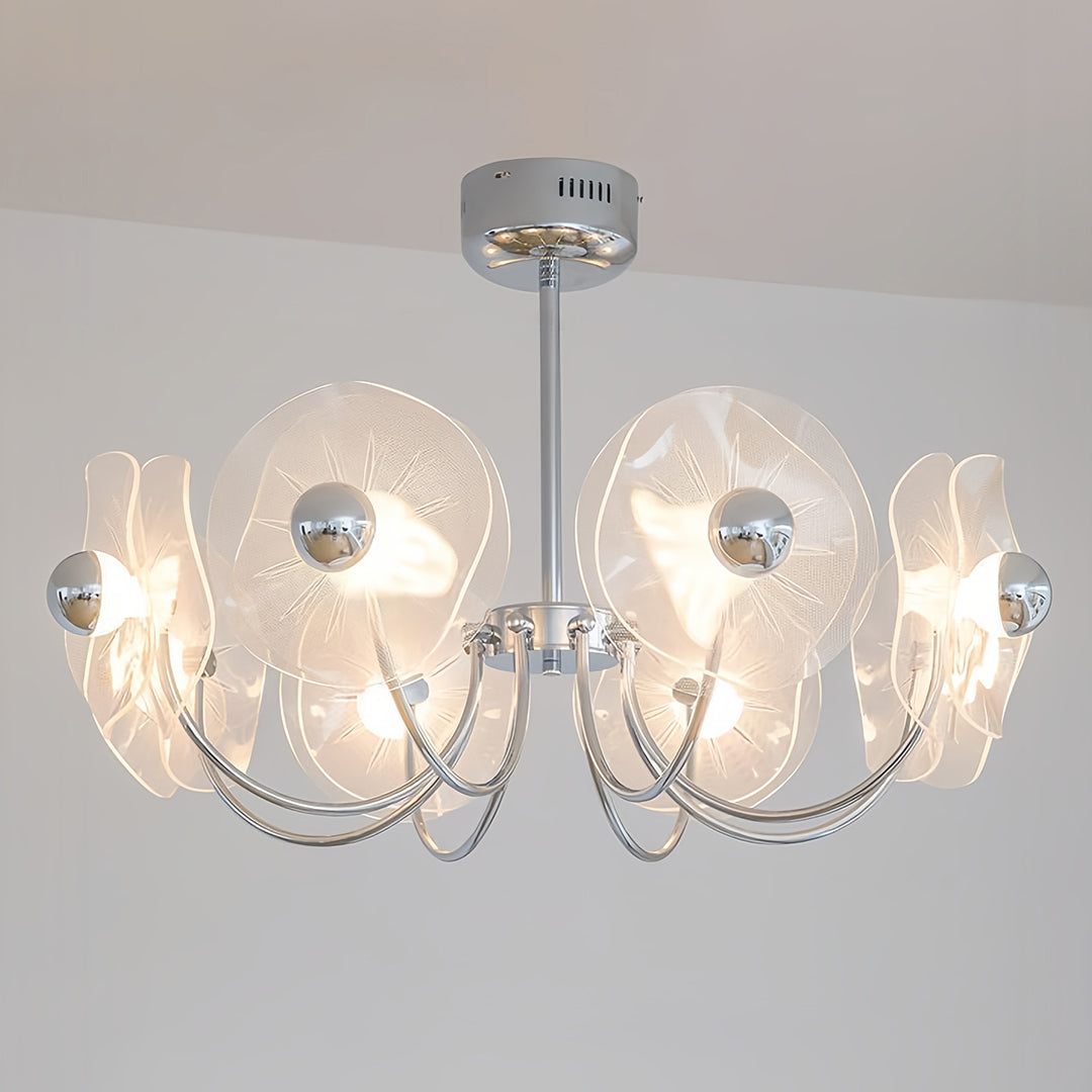 Aurora Acrylic LED Chandelier with Chrome Accents, Modern Multi-Head Pendant Light