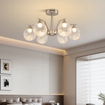 Sputnik Semi Flush Ceiling Light in Sand Nickel with Glass Shades