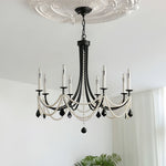 Pearl Crystal Chandelier in Black Iron – Artistic Ceiling Light for Elegant Interiors
