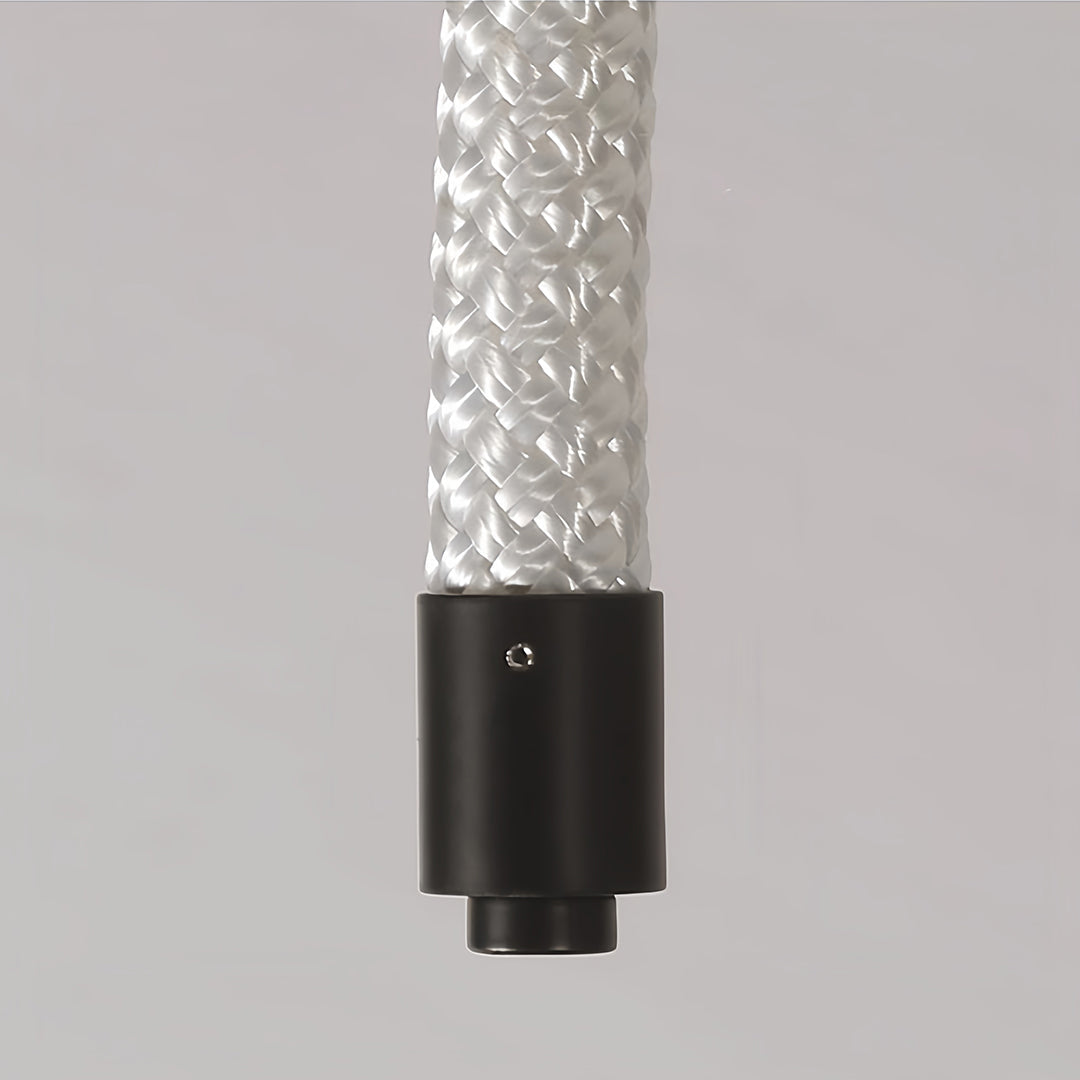 Linear LED Ceiling Light in Black with Woven Fiber Accents