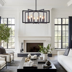 Industrial Candle Chandelier with Adjustable Height, 6 or 8 Lights