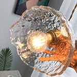 Hammered Glass Pendant Light with Brass Accents