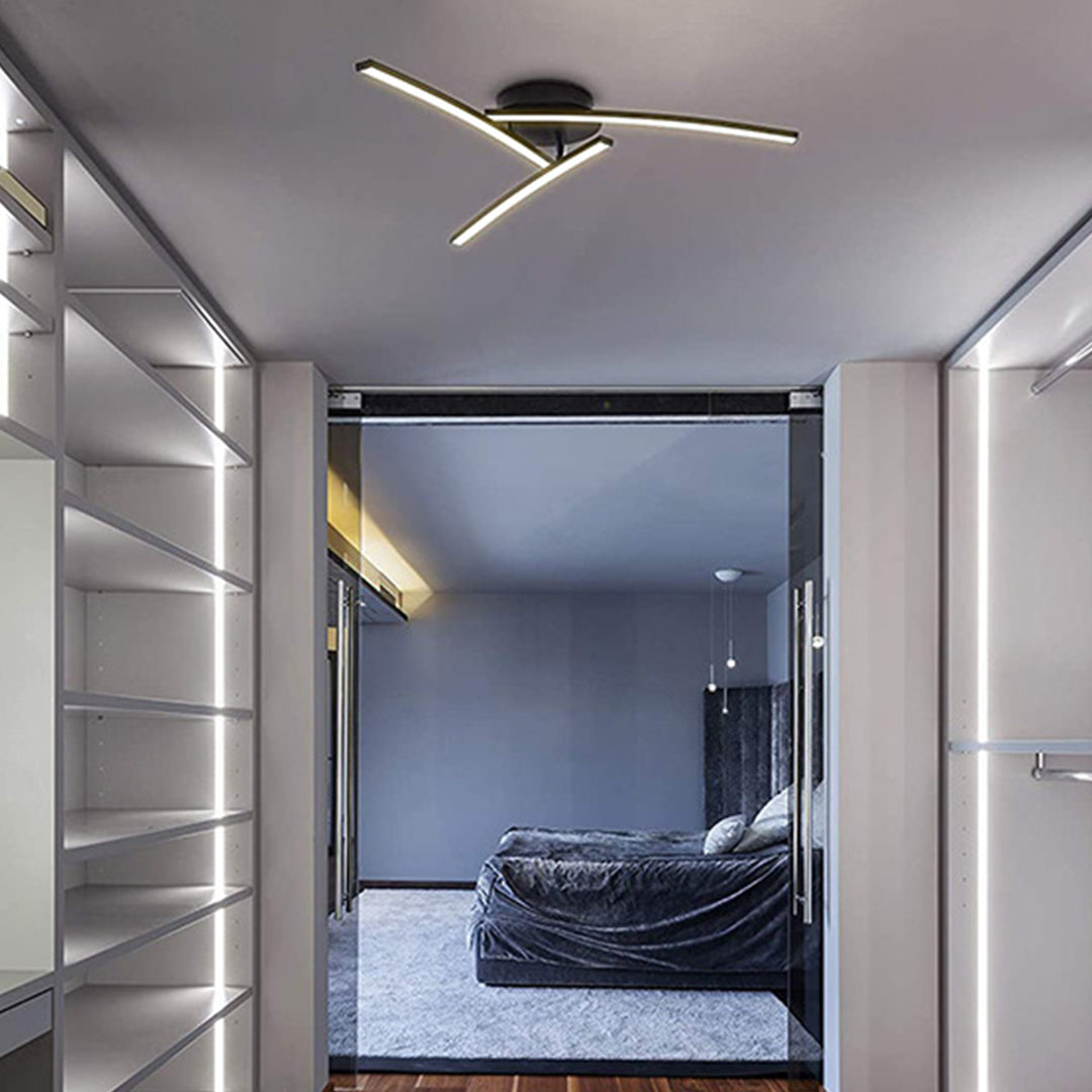 Aurelia Three-Arc LED Semi Flush Mount Ceiling Light in Black