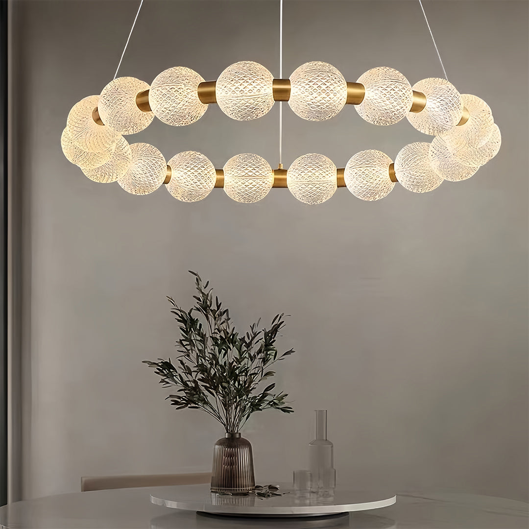 Aurelia Round Glass LED Chandelier for Modern Kitchen Island