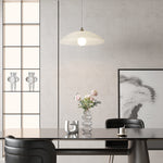 Ripple Glass Pendant Light in Matte White Iron Frame