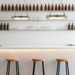 Linear Industrial Pendant Light with Glass Shade, Adjustable Chain