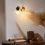 South Seas Brass Wall Sconce with White Wax Wood and Glass Shade