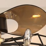 Modern Glam Ceiling Fan with Light, 30/42/56-Light LED, Black Iron & Amber Glass