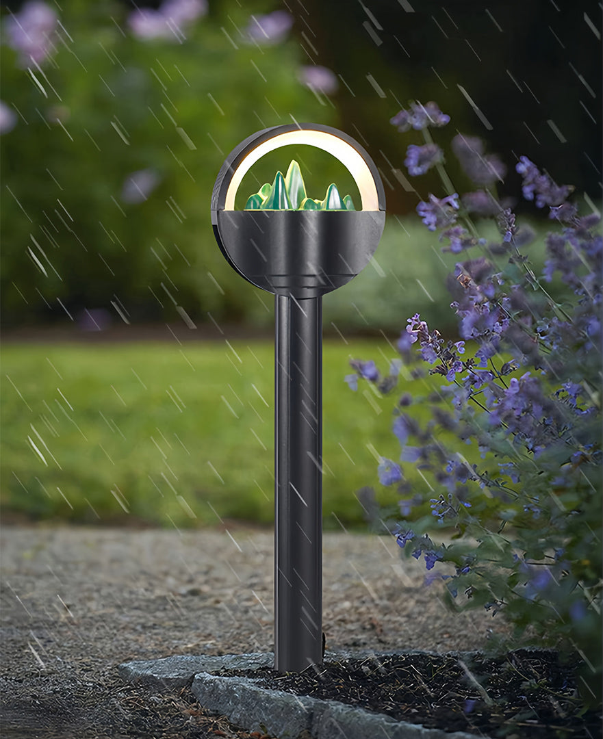 Lumina Frosted Globe Pathway Light — Modern Aluminum LED Bollard for Garden Walkways