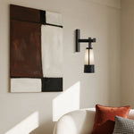 Modern Black LED Wall Sconce with Glass Shade for Bedroom Reading