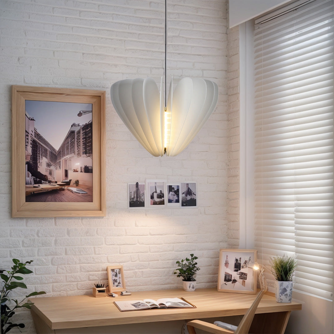 Nordic White Pendant Light with PE Shade and LED Warm Glow
