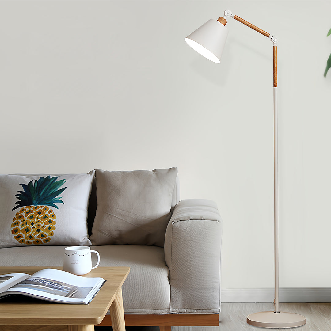 Modern Metallic Floor Lamp with Adjustable Arm for Living Room