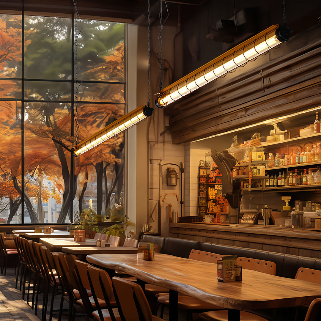 Linear LED Pendant Light with Vintage Industrial Design