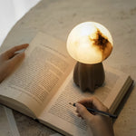 Nordic Mushroom Table Lamp with Glass Shade and LED Tri-Color Light