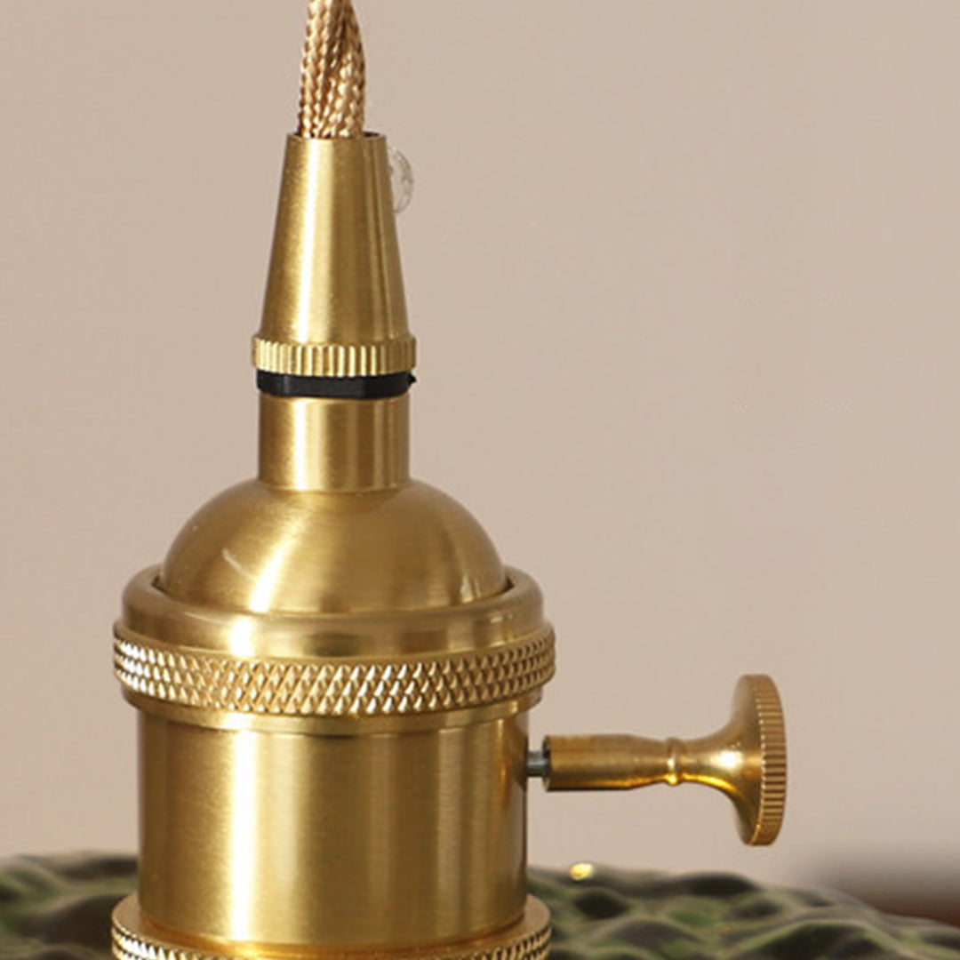 Hammered Glass Pendant Light with Brass Accents