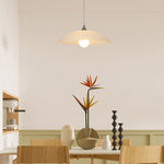 Ripple Glass Pendant Light in Matte White Iron Frame