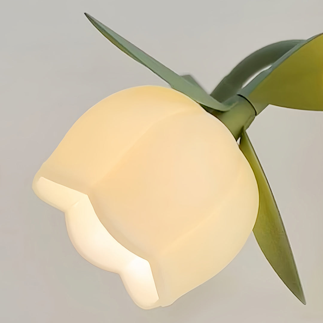 Vintage Green Floral Table Lamp with Flexible Stems, 5-Head Designer Desk Light