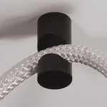 Linear LED Ceiling Light in Black with Woven Fiber Accents