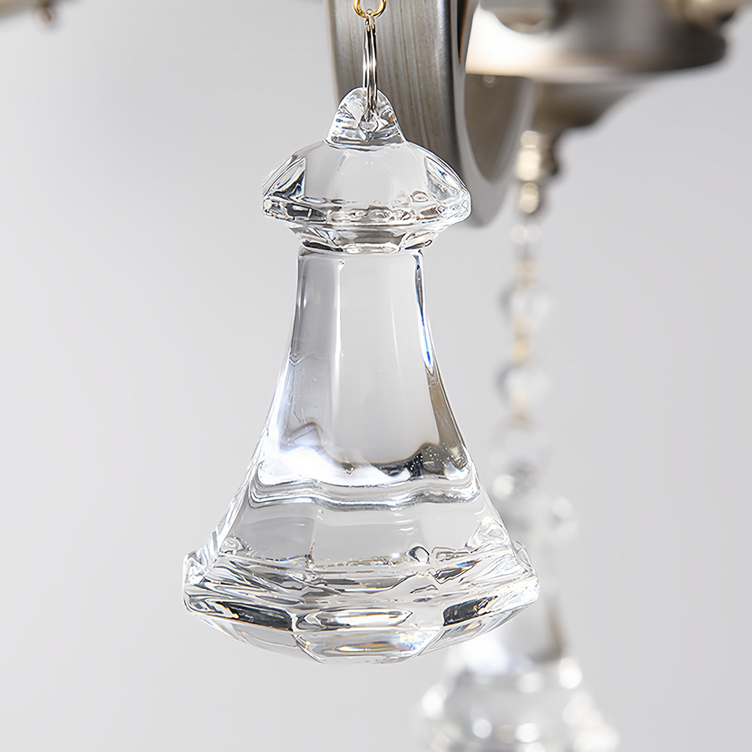 Crystal Candlestick Chandelier with Silver Iron Frame