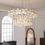 French Crystal Flower Chandelier for Dining Room, Modern LED Pendant Light